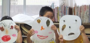 葉っぱで作ったおかお